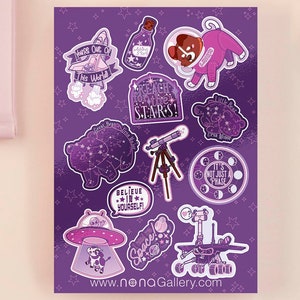 Set met ruimtestickervellen | Veganvriendelijk glanzend vinyl buiten waterdicht stickerpakket, Bullet Journal Art plakboek kousvuller cadeau