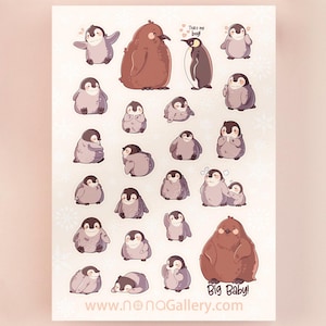 Paquete de hojas de pegatinas de pesto y pingüinos bebés / Juego de pegatinas de polluelo de pingüino bebé con meme viral Lindo animal kawaii BuJo Pingu Noot Noot Planner Journal