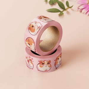 Fita Washi de Porquinhos-da-Índia | Arte de Hamster Roedor Fofo Porquinhos-da-Índia Kawaii Gerbil Planejador Borda Decorativa Bullet Journaling Fita Artesanal
