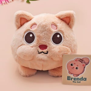 Brenda The Cat Plushie | Cute Kitten Soft Toy Fluffy Emotional Support Adorable Desk Buddy Stuffed Animal Funny Viral Friend Cat Lover Gift