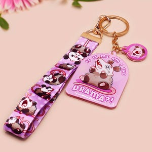 Is It Me Am I The Drama Possum Lanyard Keychain | Keyring Funny Quote Cute Relatable Meme Wristlet Charm Opposum Trash Panda Friend Fun Gift