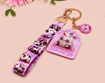 Is It Me Am I The Drama Possum Lanyard Keychain | Keyring Funny Quote Cute Relatable Meme Wristlet Charm Opposum Trash Panda Friend Fun Gift