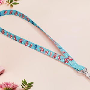 Cordão de Camarão | Camarão Fofo Kawaii Pequeno Animal de Estimação Crustáceo Azul Subaquático Cordões de Trabalho de Luxo Porta-Crachá de Identificação Tira de Tecido
