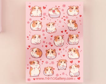 Guinea Pig & Hamster Waterproof Sticker Sheet | Kawaii Pet Stickers