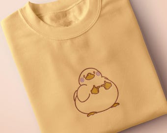 Broderad t-shirt eller huvtröja i ekologisk bomull med Duck Meme