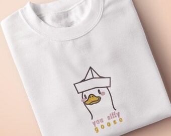 Silly Goose Embroidered Organic Cotton T-shirt or Hoodie