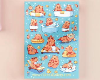 Cute Capybara Sticker Sheet | Kawaii Capybara Planner Stickers Cappy ...