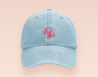 Embroidered Shrimp Cap: Funny Meme Baseball Hat, Organic Cotton