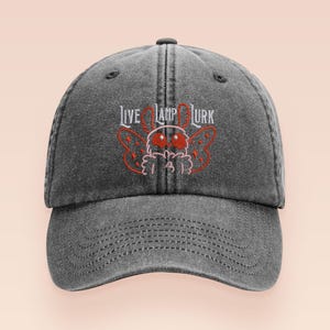 Mothman Embroidered Cap: Live Lamp Lurk Meme, Vintage Cotton Baseball Hat
