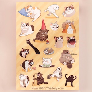 Meme Cats-stickervelpakket | Leuke iconische gezichten Grappig virale internetkatreactiestickers Waterdichte stickers Stickers Longcat Popcat Smudge