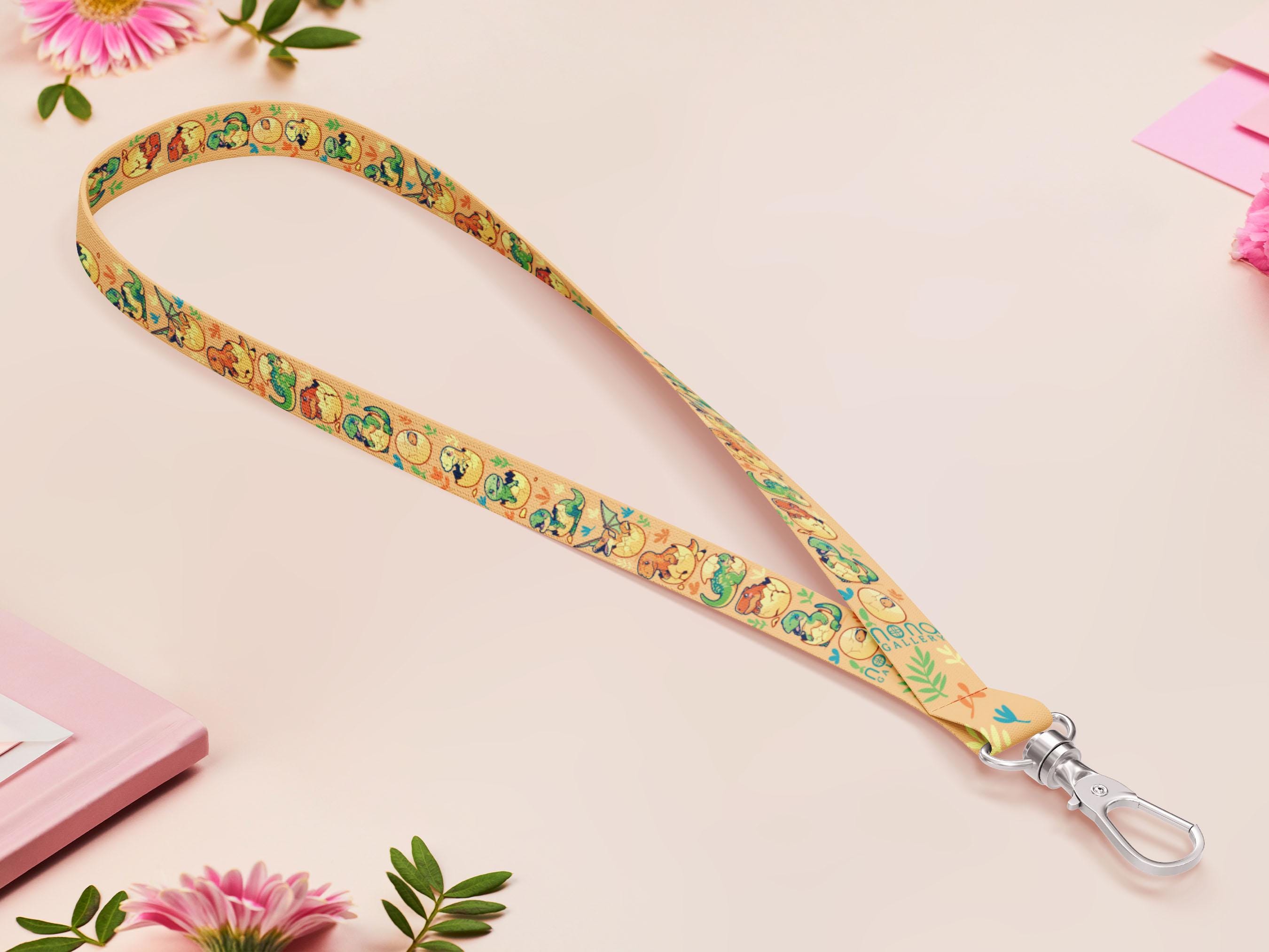Baby Dinosuars Lanyard | Cute Dino Eggs Kawaii Jurassic Park Land Before Time Yellow Luxury Work Lanyards Pass Badge ID Holder Fabric Strap
