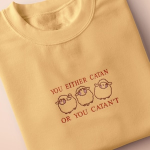 Embroidered Catan Board Game Organic Cotton Tee or Hoodie: Funny Meme Clothing
