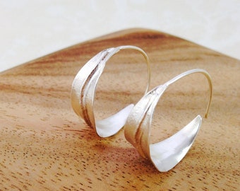 Silver Hoop Earrings, Sterling Silver, Olive leaf, Silver Leaf Hoops, Nature Jewel Design, Botanical Jewel, hoop earrings, Olive Leaf Hoops