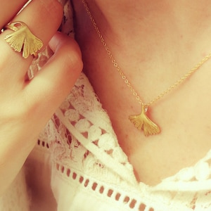 Ginkgo Biloba, Gold Bronze Leaf, Ginkgo Leaf Necklace, Golden Leaf Necklace, Anniversary Gift, Wedding Gift, Botanical Jewel, Ginkgo Pendant