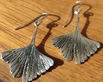 Silver Earrings, Ginkgo Earrings, Drop Earrings, Ginkgo Jewelry, Ginkgo Biloba, Leaf Earrings, Ginkgo Leaf Earrings, Silver Leaf Earrings