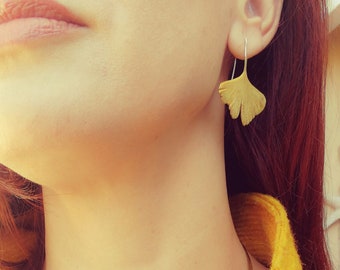 Ginkgo earrings gold hotsell