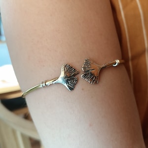 Ginkgo Arm Cuff, Upper arm cuff, Ginkgo Leaves, Silver Ginkgo, Botanic jewel, Leaf armlet, Bridesmaid gift, wedding gift, ginkgo armlet