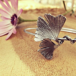 Ginkgo Leaf Bracelet, Silver Ginkgo, Silver Bracelet, Ginkgo Leaves, Silver Arm Cuff, Bridesmaid Gift, Art Nouveau, Ginkgo Bracelet image 1