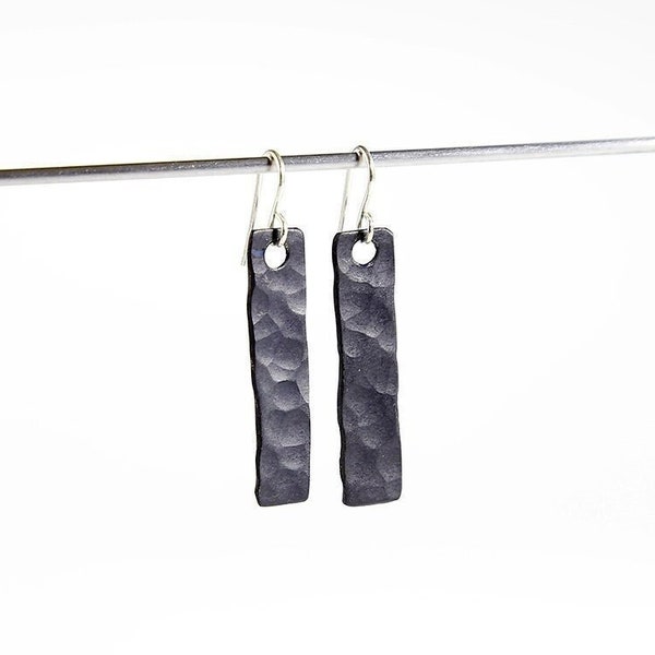 Black Costume Jewel, Aluminium Earrings, Medium, Hammered Aluminium, Anniversary gift, birthday gift, Casual Jewel