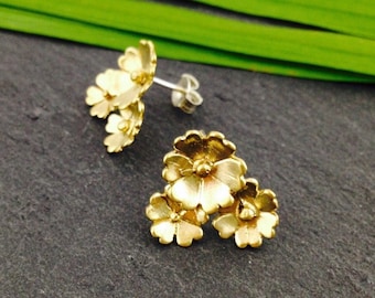 Golden Bronze Studs, Bronze Flowers Studs, Stud Earrings, Bridesmaid gift, Botanical Jewel, Birthday Gift, Wedding Gift, Daisy