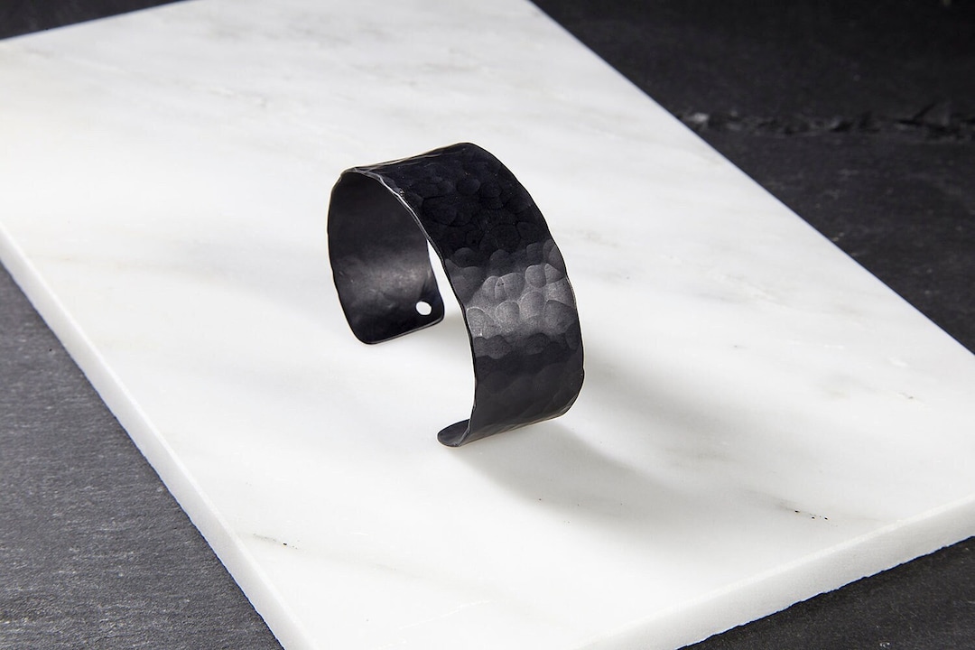 Black Arm Cuff, Open Arm Cuff, Aluminium Bracelet, Black Costume Jewel