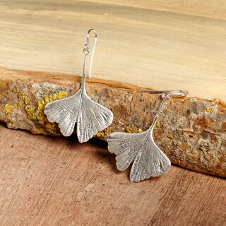 Orecchini Donna In Argento 925 – Foglie Di Ginkgo Biloba, Semplici E Dolci