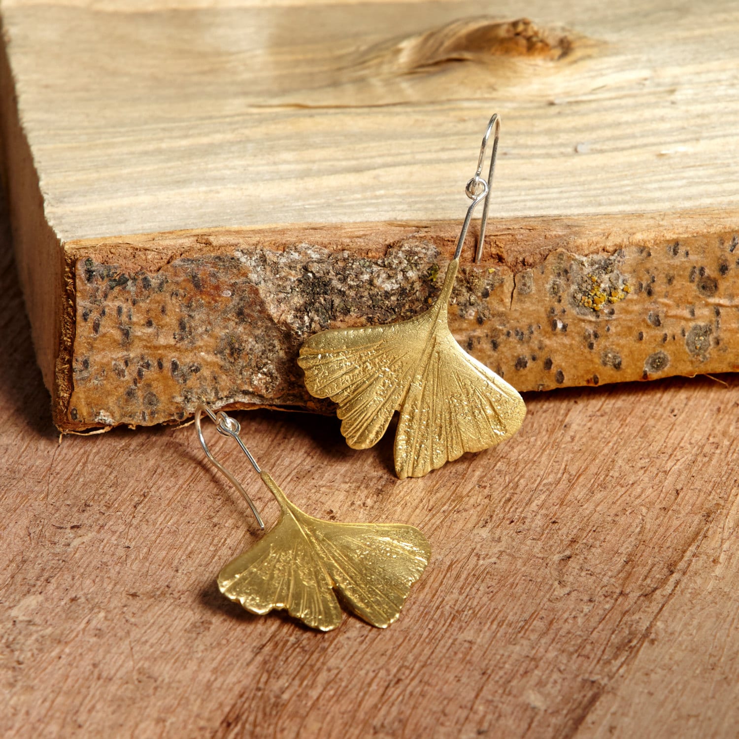 Orecchini Pendenti Foglia Ginkgo Dorati - Gioielli Donna Eleganti In Lega Metallica, Stile Botanico Di Lusso - 3