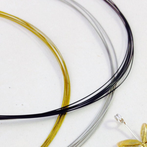 Nylon coated steel cable, color cables, cables for pendants, grey cable, black cable, golden cable, wire, Necklace, Modern Jewels, Supplies