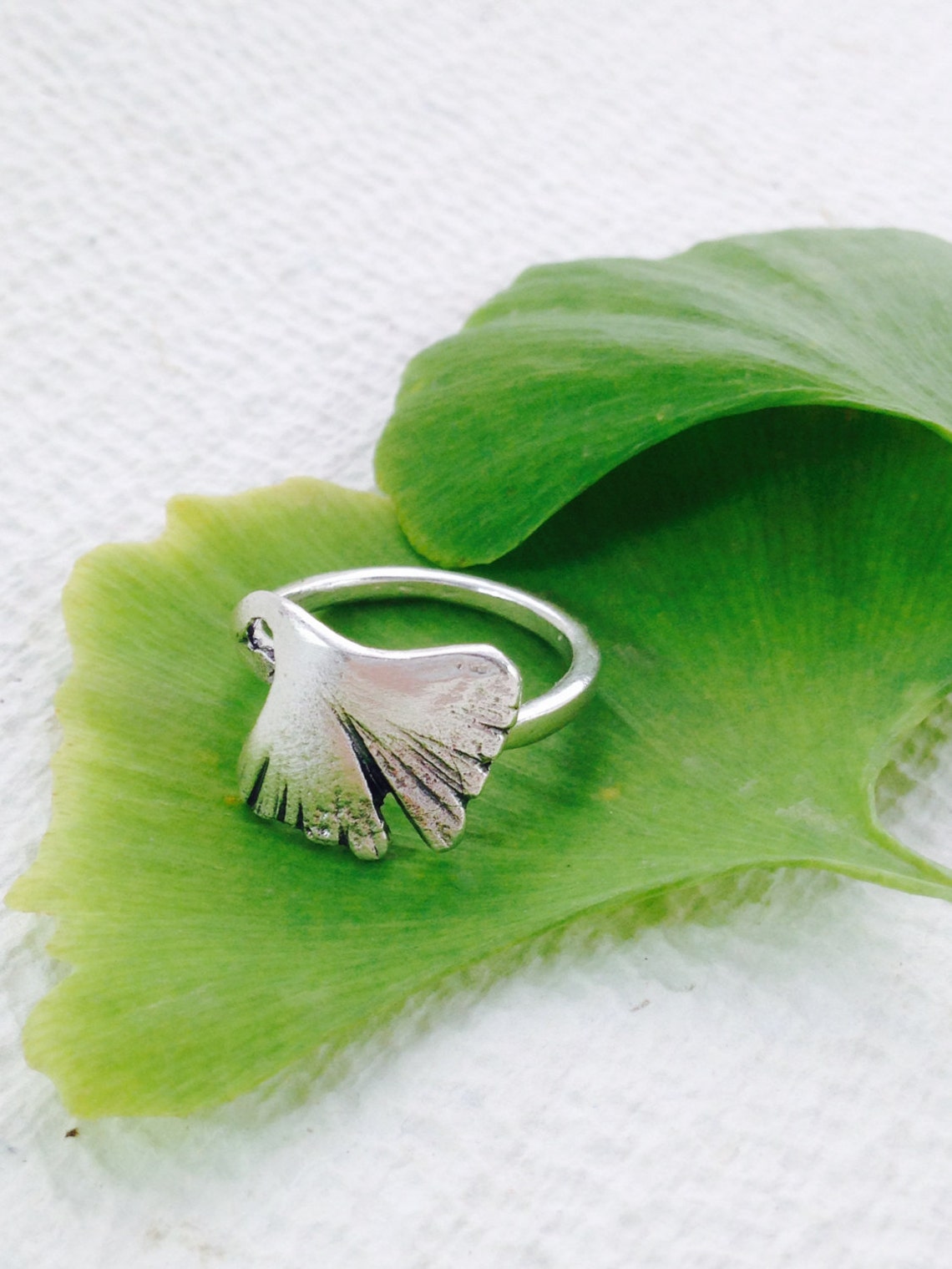 Silver Ring Ginkgo Biloba Silver Ginkgo Ring Small Leaf Etsy