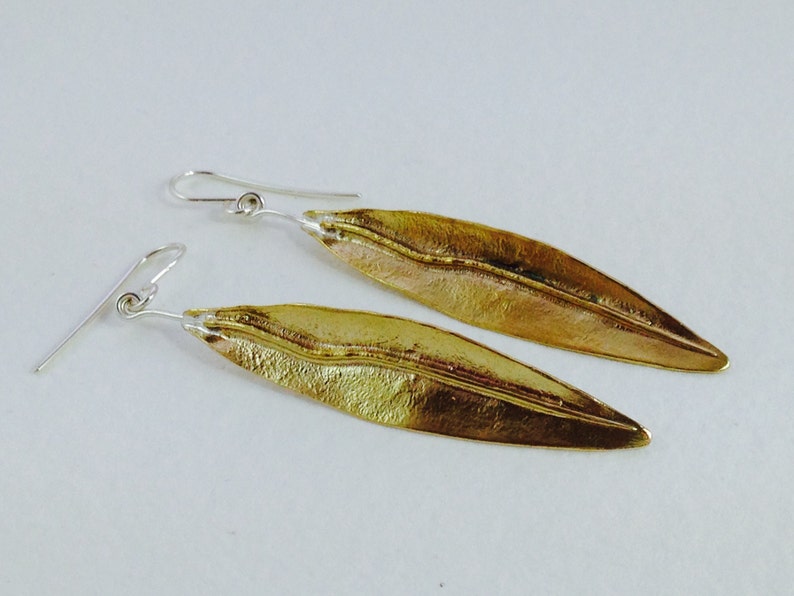 Bronze Jewel Bronze Olive Leaf Bronze Leaf Earrings bridesmaid gift wedding gift Botanical Jewel Silver Fish Hook Bohemian Jewel