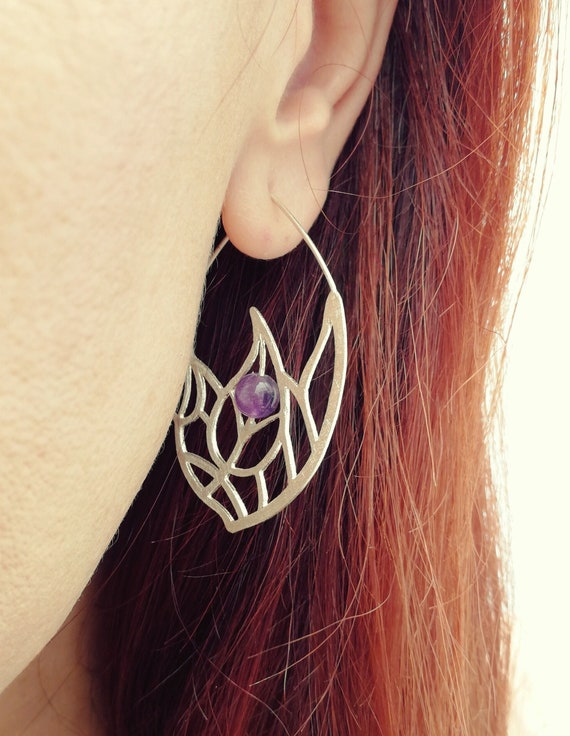 Boucles D'oreilles Pendantes En Argent Massif (sterling) - Modèle Ajouré - Occasion