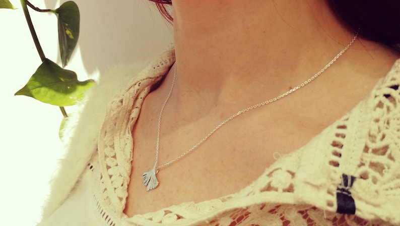 Bohemian Jewel Botanical Jewel Silver Ginkgo Leaf Silver Necklace Bridesmaid Gift Ginkgo Biloba Mini Ginkgo Wedding gift art nouveau