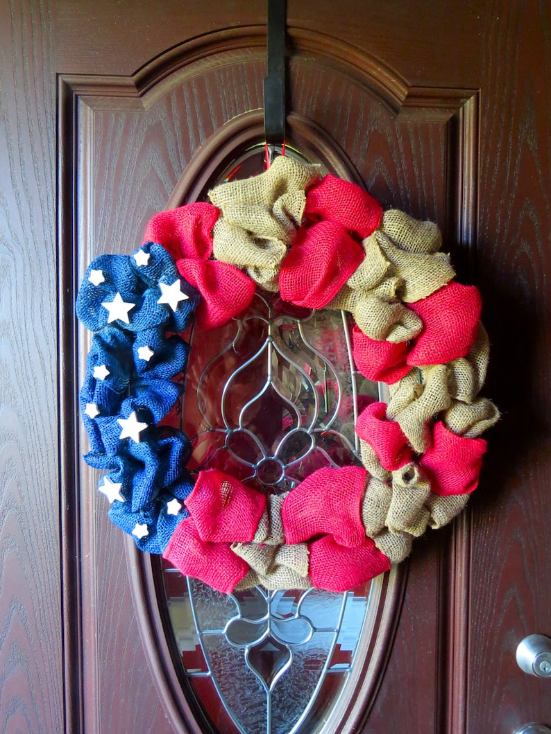 Patriotic Wreath,Americana Wreath,Memorial Day,Flag Americana Wreaths Burlap Wreaths,4th July Wreath,Flag Wreath Patriotic Burlap Wreaths