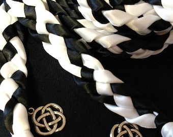 Black and White Handfasting Ceremony Braid- Celtic Knot- 6 or 9 feet- Wedding- Braided Together- Handfasting