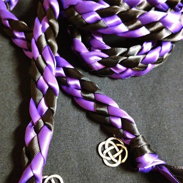 Purple and Black Handfasting Ceremony Braid- Celtic Knot- 6 feet- Wedding- 4 strand- Handfasting cord- Braided Together