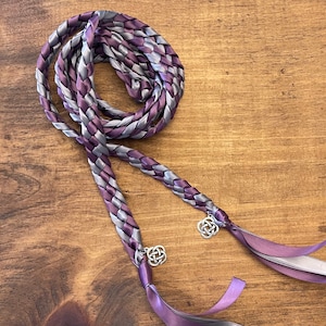 Handfasting Cord Braid: Amethyst Purple and Silver Grey with Celtic Knot- Wedding Ceremony