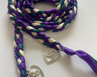 Purple, Turquoise and Ivory Handfasting Ceremony Braid -6 or 9 feet- Wedding- Fast Shipping- Braided Together- Handfasting