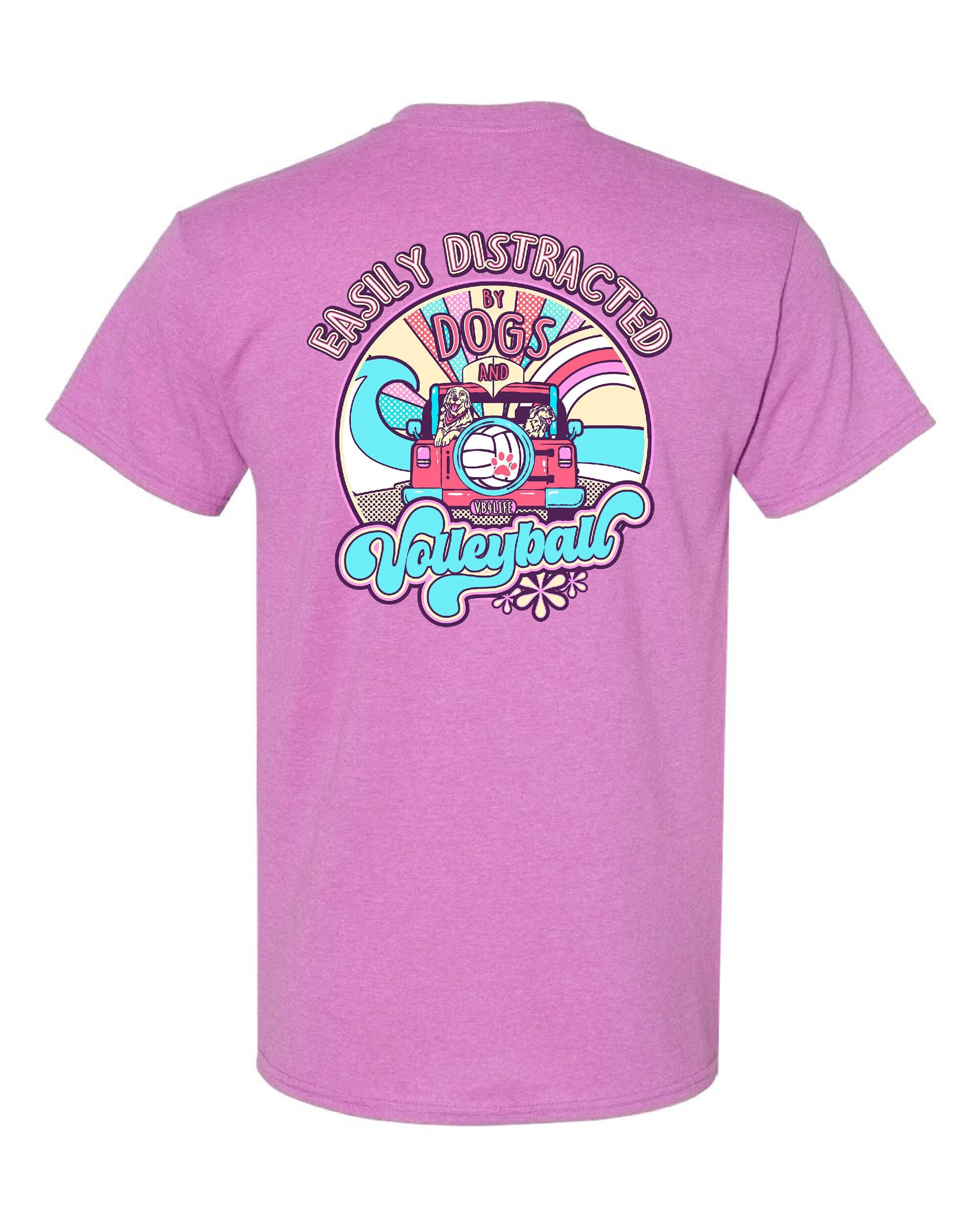 Easily Distracted By Volleyball And Dogs Two Sides T-Shirt Easily Distracted By Volleyball And Dogs Two Sides T-Shirt