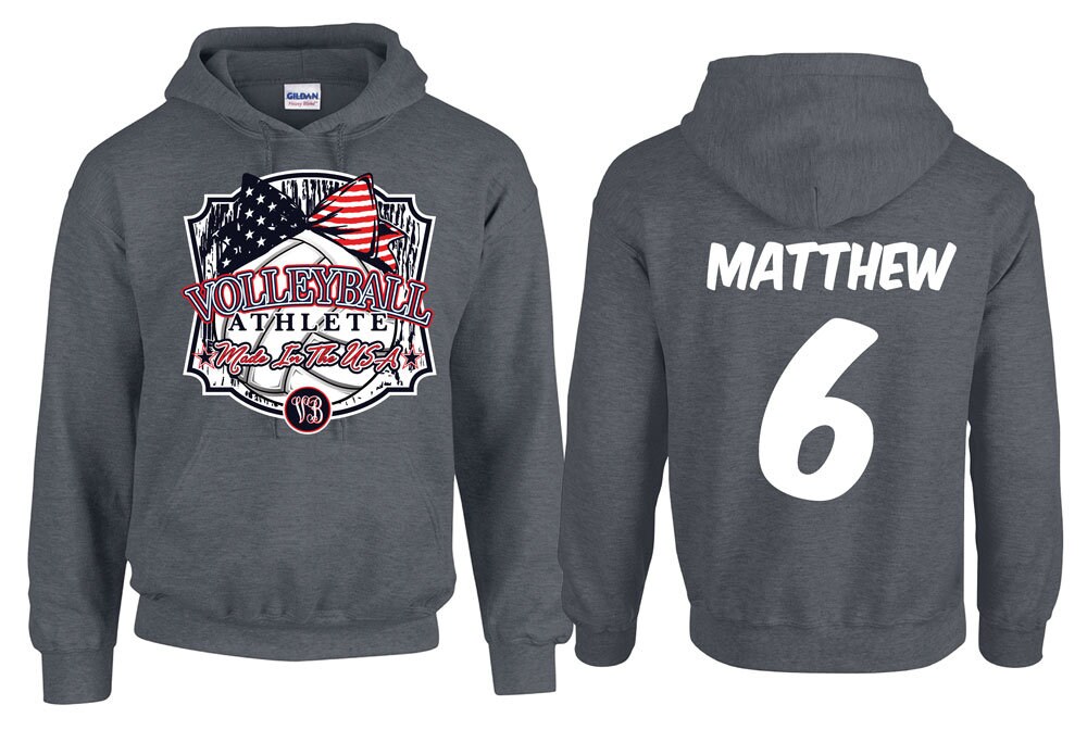 Made in the USA Volleyball Hooded Sweatshirt Etsy