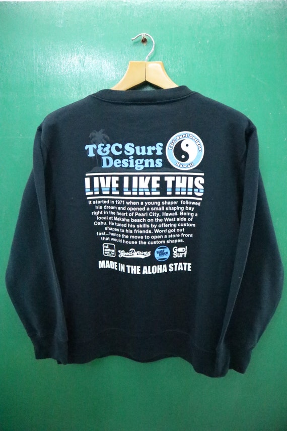 Lightning Bolt Surfing Crew Neck Sweatshirt ALOHA Teal Blue Surf Hawaii Bolt