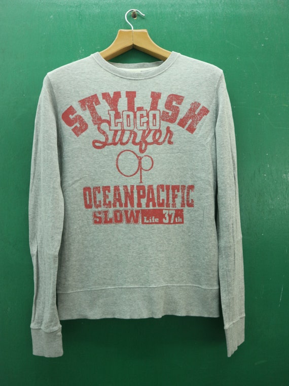 Vintage Ocean Pacific Sweatshirt Big Logo Stylish Surfer Sunwear Surf Surfing Streetwear Ocean Pacific Sweater Size L womens