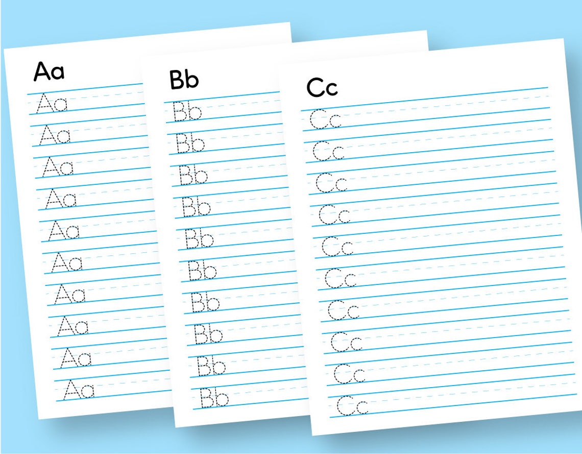 Printable Alphabet Tracing Worksheets - Etsy
