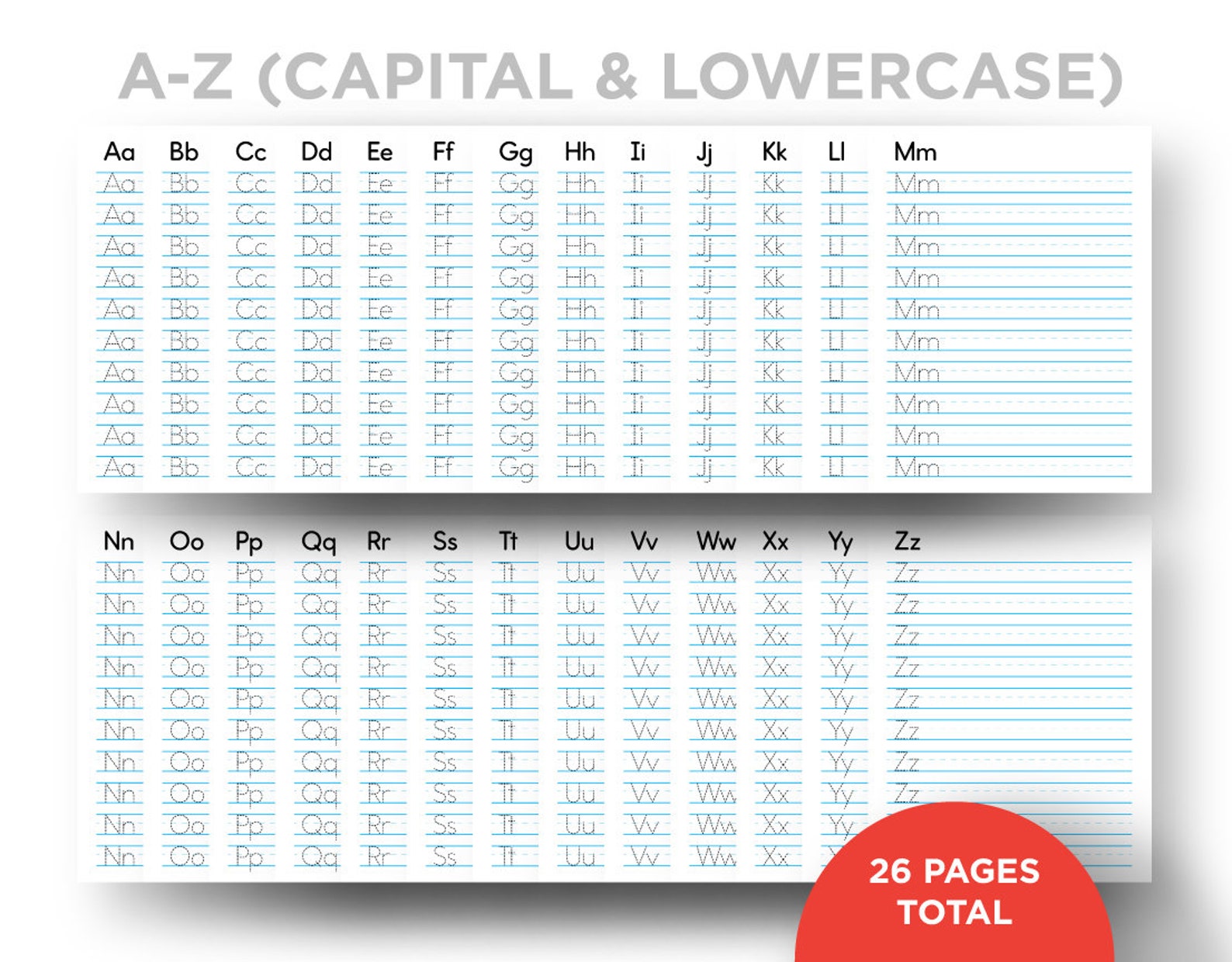 Printable Alphabet Tracing Worksheets Etsy Printable Alphabet Tracing Worksheets Etsy