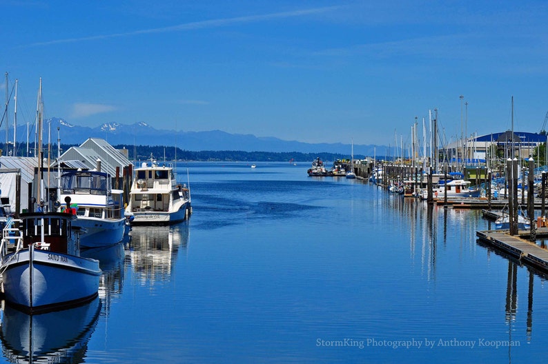 Olympia Waterfront, Olympia, Washington, Water, Boats, Olympic