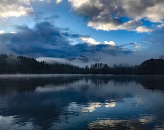 Digital Photo of Sunrise on Mineral Lake,  Washington State,  Pacific Northwest, Digital Download, Photography, Fine Art