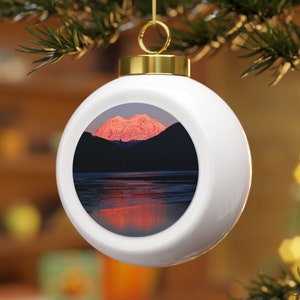 Mt. Rainier Winter Alpenglow Christmas Ornament