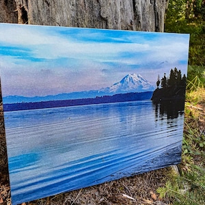 Tolmie State Park Olympia Washington Beach Mt. Rainier - Wrapped Canvas Photo