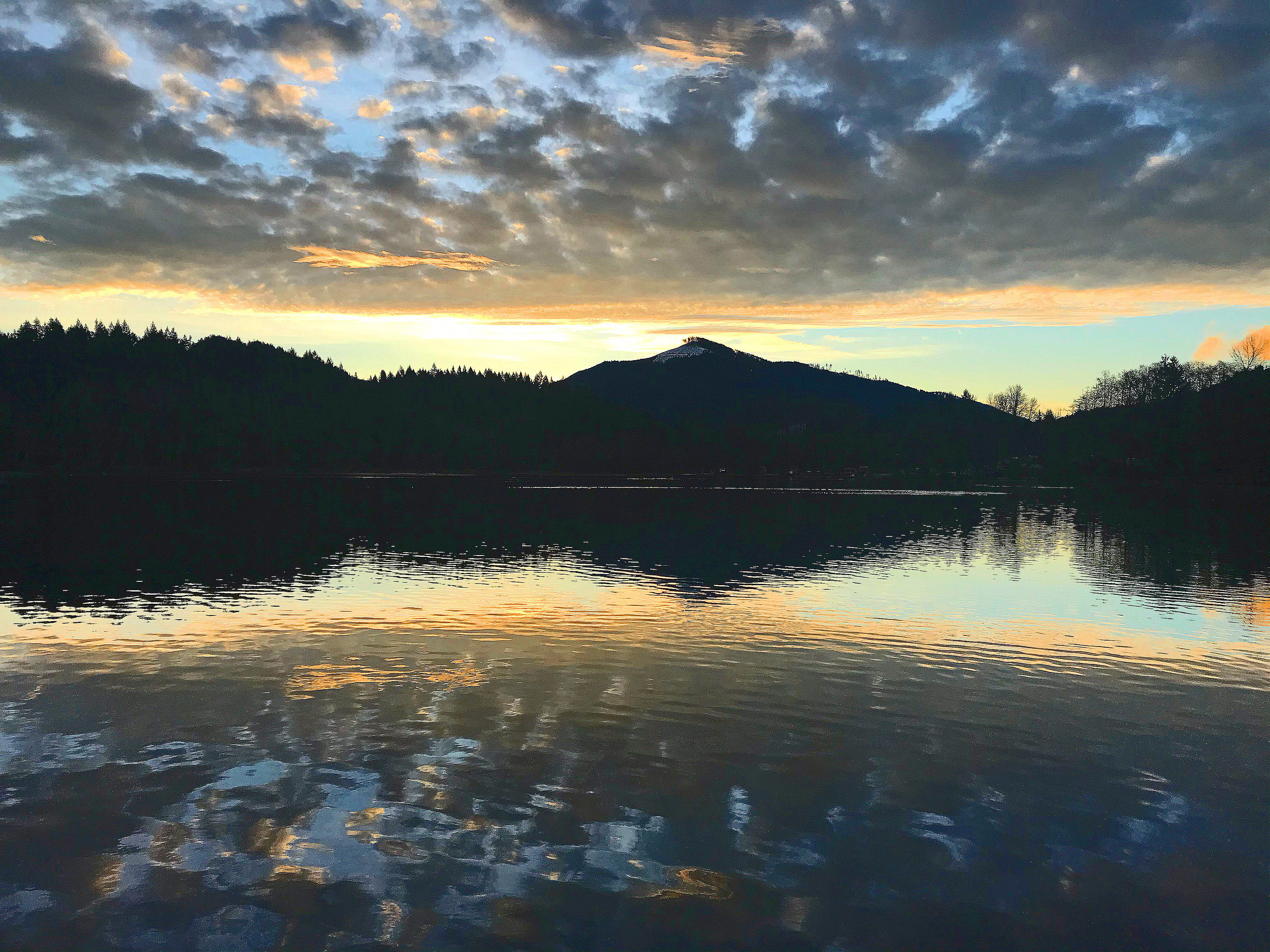 Digital Photo of Sunrise on Mineral Lake, Washington State, Pacific