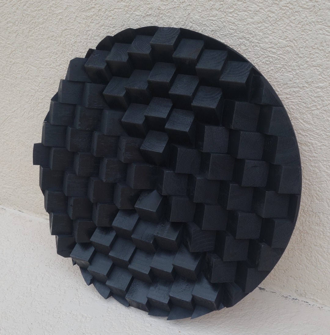 Black Wood Wall Art Circle Wood Art Parametric Wall Art Etsy