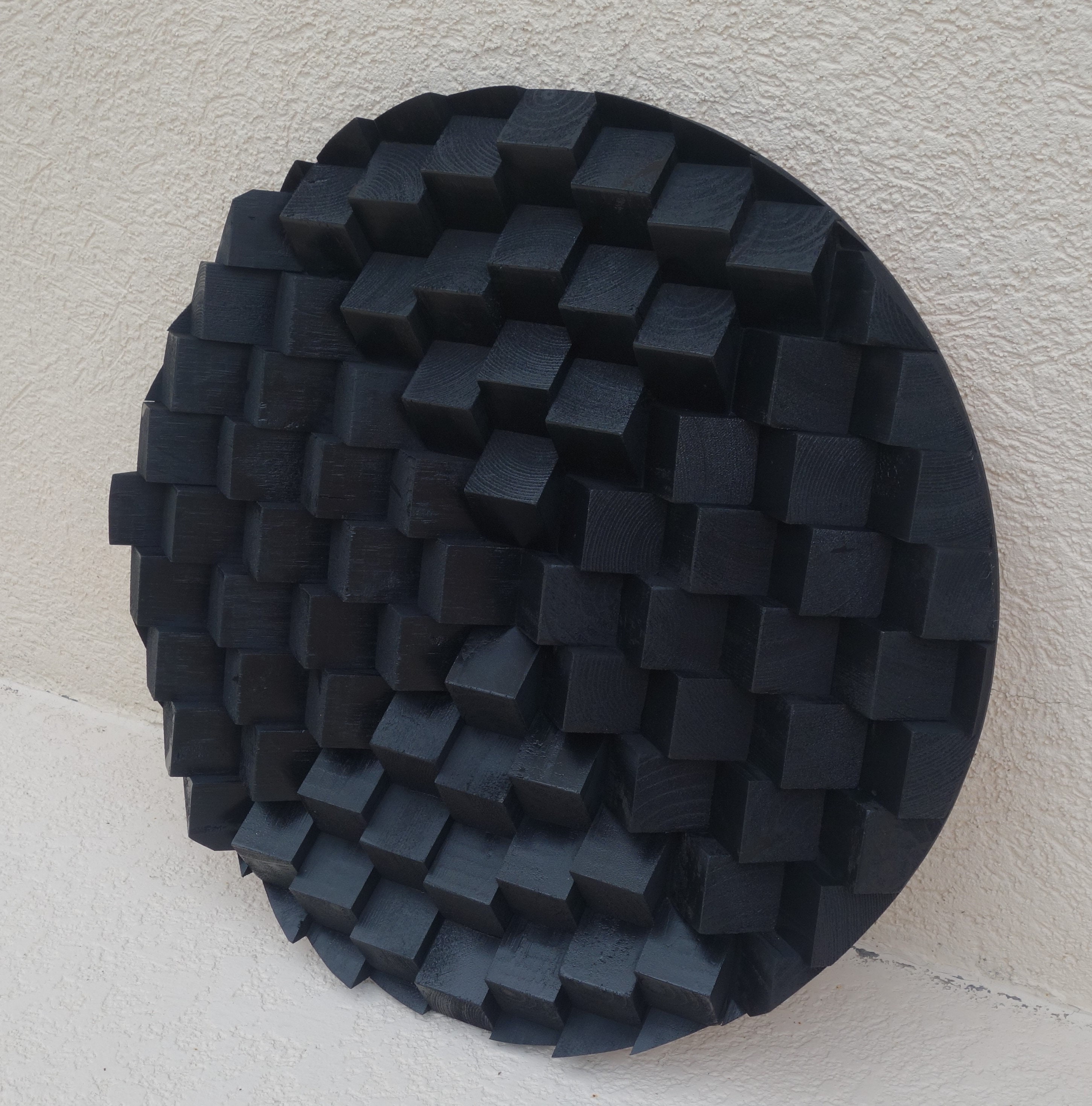 Black Wood Wall Art Circle Wood Art Parametric Wall Art Etsy